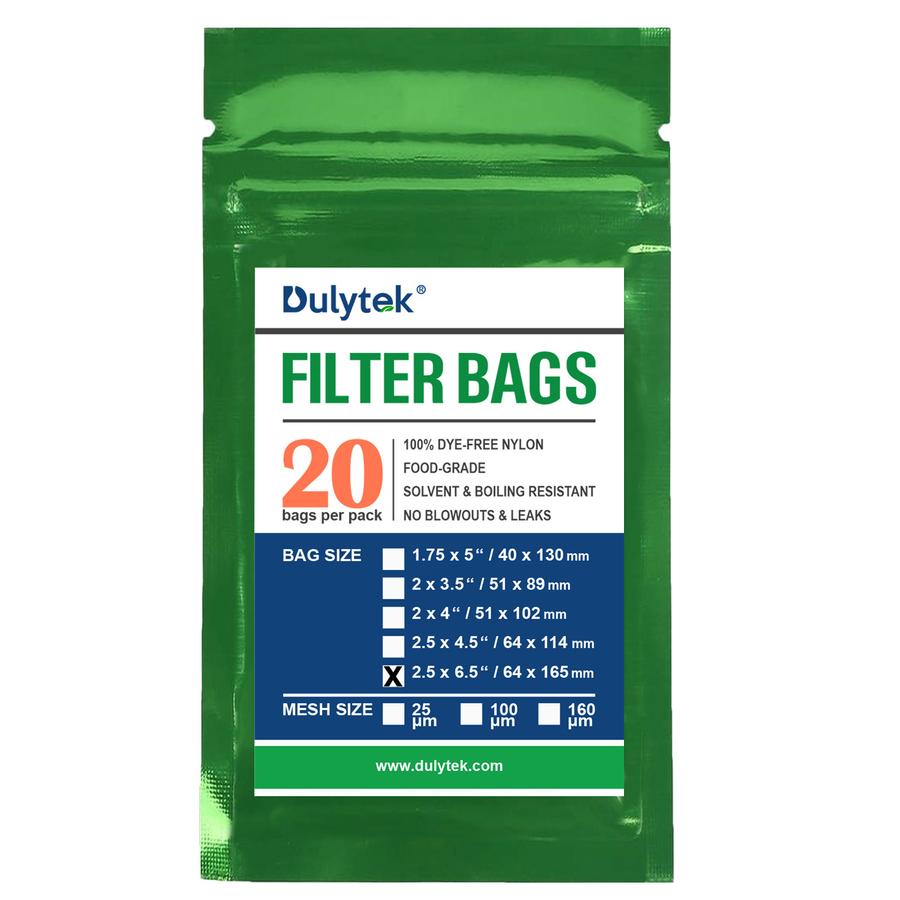 Dulytek 2.5" x 6.5" Rosin Filter Bags - Various Micron Sizes Available (20 pack)