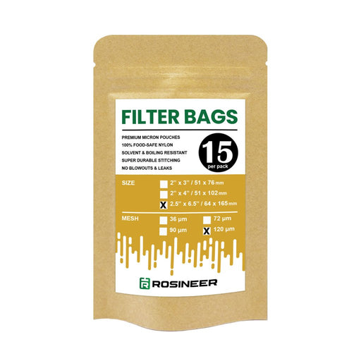 Rosineer 2.5" X 6.5" Rosin Filter Bags - All Micron Sizes (15 pack)