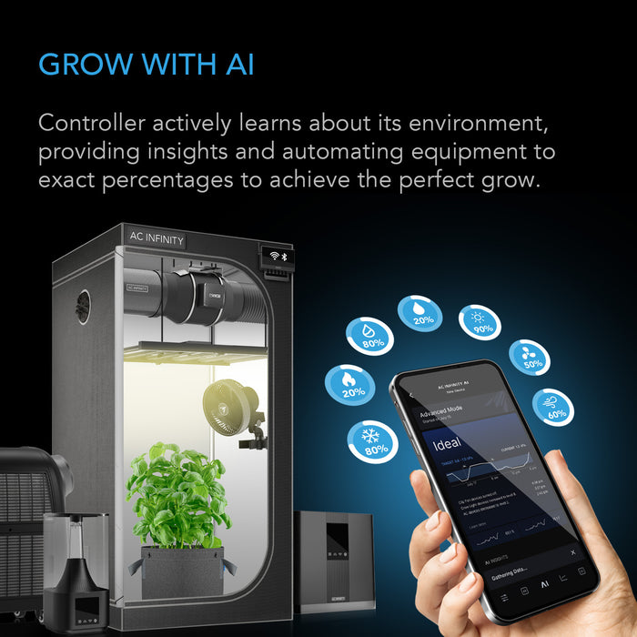 AC Infinity Controller AI+ Environmental Controller, AI-Powered Learning and Dynamic Level Adjusting, Dual-Zone VPD, Temperature and Humidity, Bluetooth + WiFi App Assistant