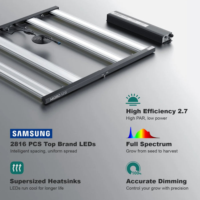 MIGRO ARAY 4X4 500W Full Spectrum LED Grow Light 4x4 ft Coverage