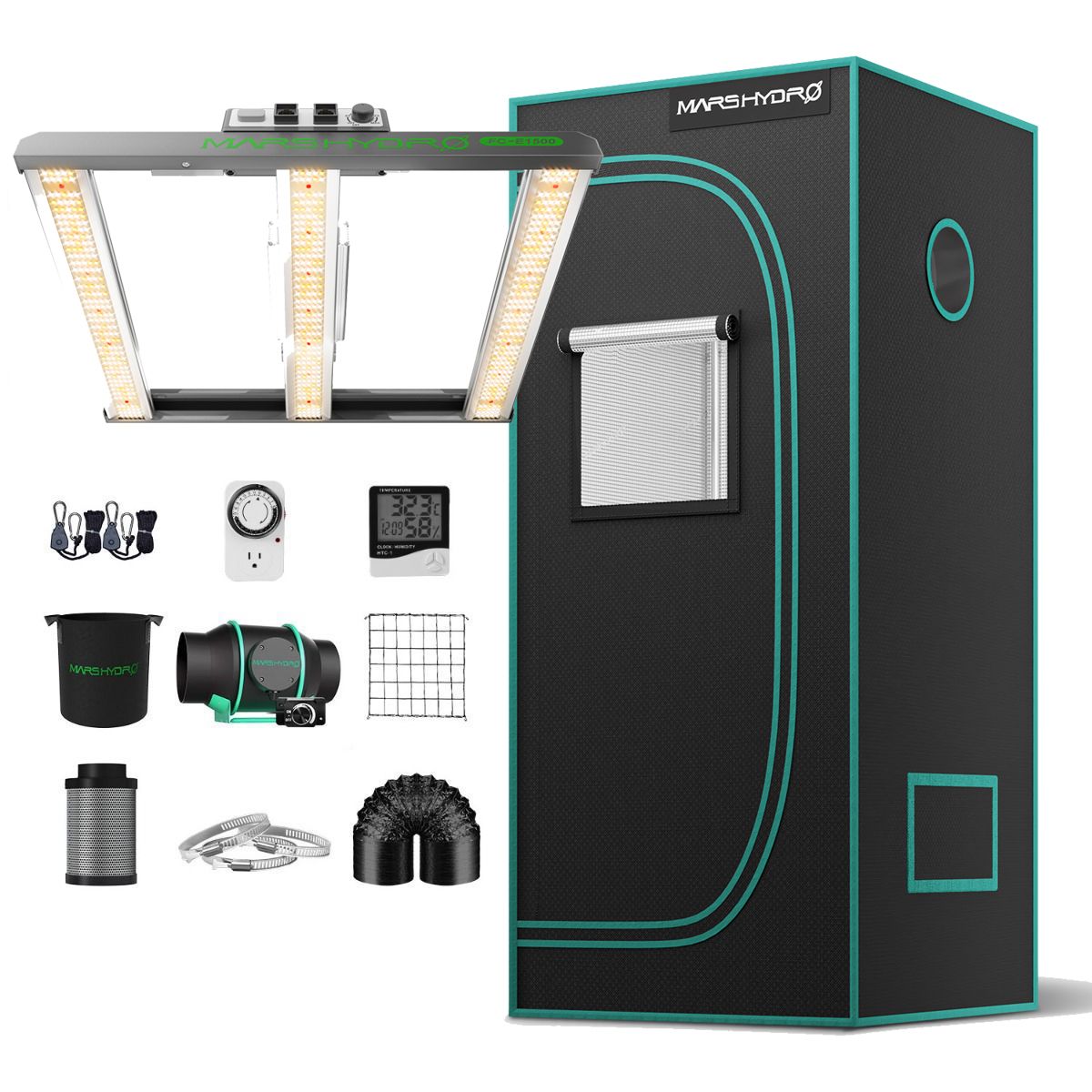 mars tents Mars Hydro 2.3'x2.3' FC-E1500 LED Complete Grow Tent Kit | Ships Free