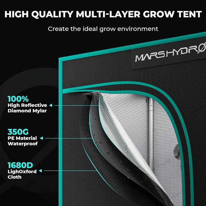 Mars Hydro 2.7' x 2.7' Grow Tent Kit with TS 1000 LED Grow Light