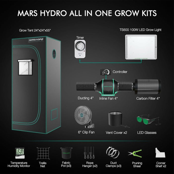 Mars Hydro 2' x 2' Grow Tent Kit with TS 600 LED Grow Light