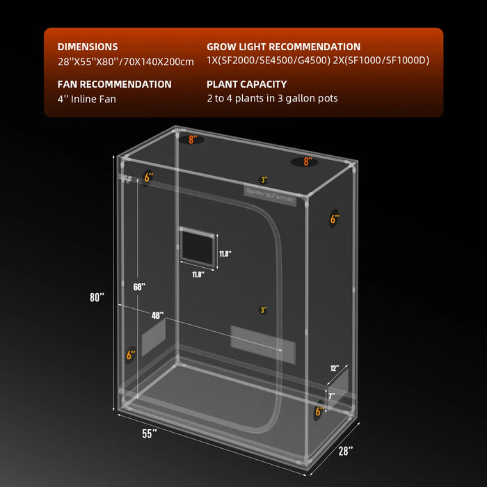Spider Farmer 2.3’ x 4.6' x 6.5′ Premium Indoor Grow Tent