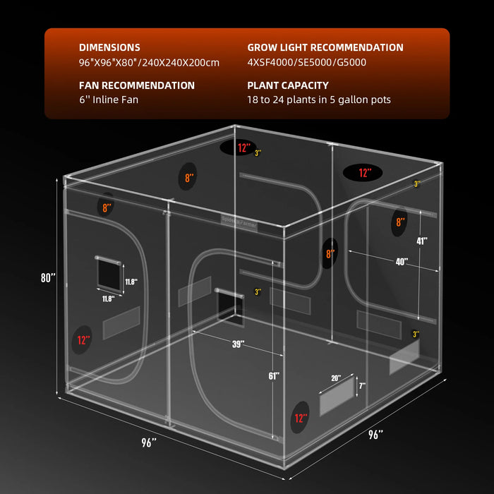 Spider Farmer 8' x 8’ x 6.5′ Premium Indoor Grow Tent