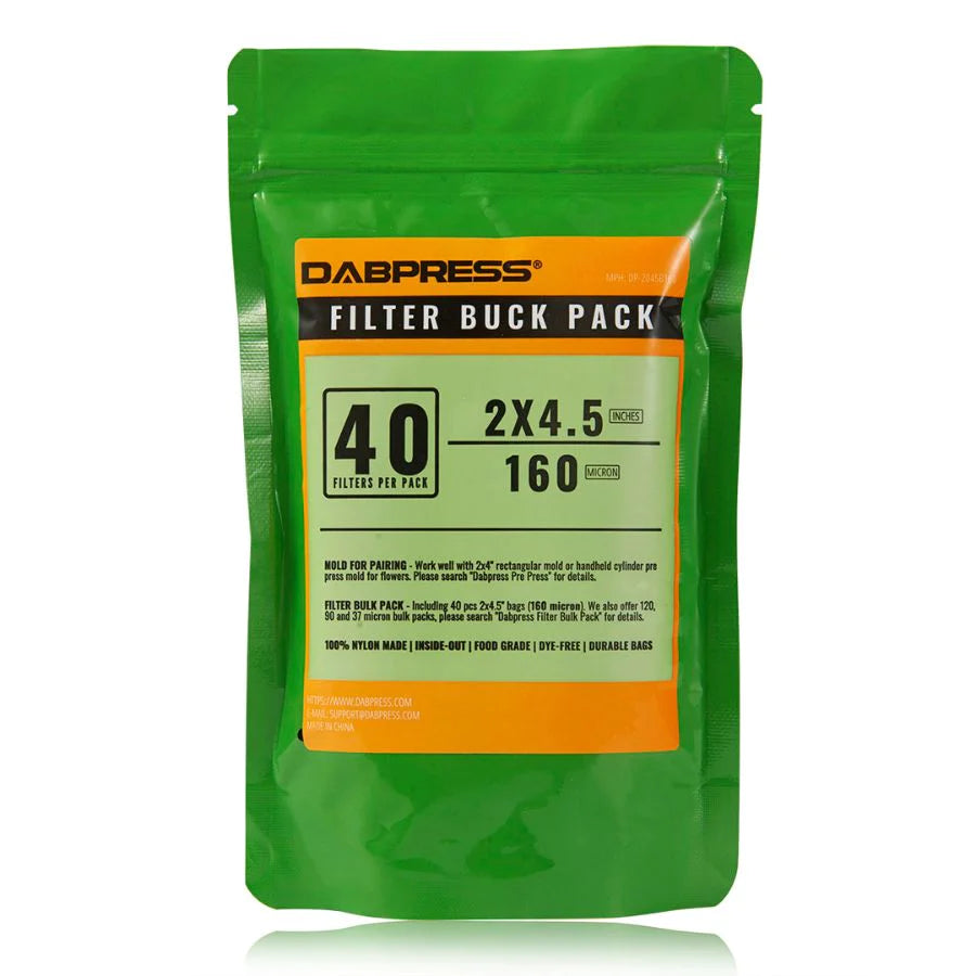 Dabpress Rosin Filter Bags 2" x 4.5" (160 Micron) Bulk Pack