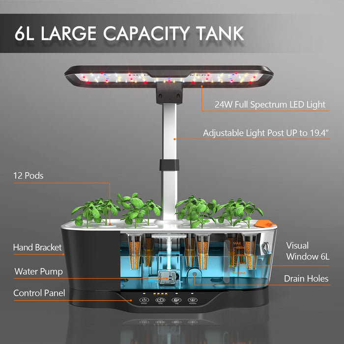 Spider Farmer Smart G12 Hydroponics Growing System with LED Grow Light