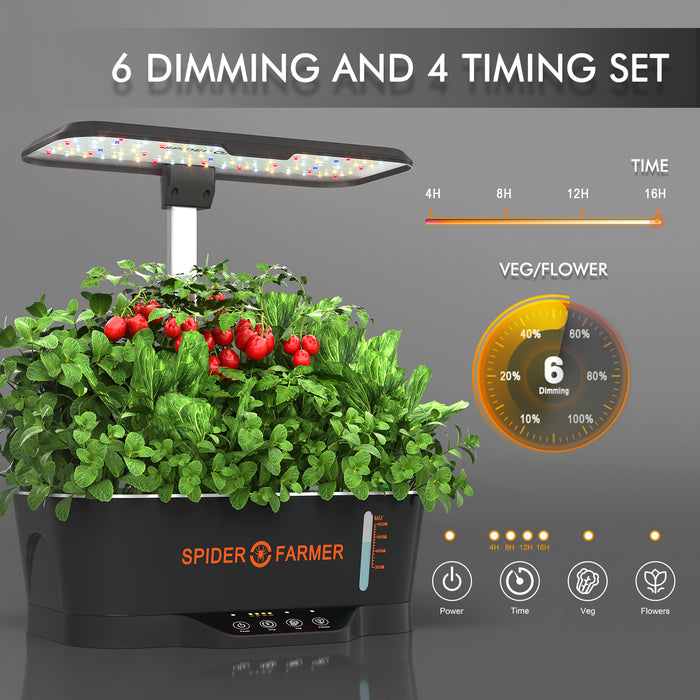 Spider Farmer Smart G12 Hydroponics Growing System with LED Grow Light
