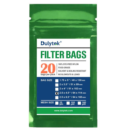 Dulytek 2.5" x 4.5" Rosin Filter Bags - Various Micron Sizes Available (20 pack)