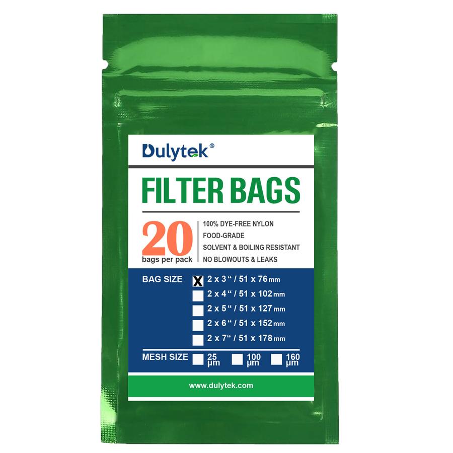Dulytek 2" x 3" Rosin Filter Bags - Various Micron Sizes Available (20 pack)