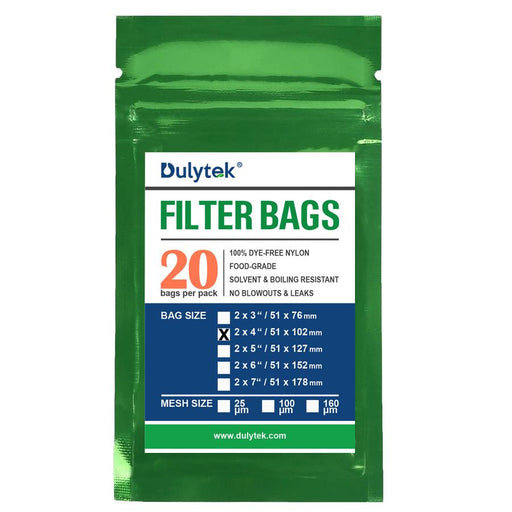 Dulytek 2" x 4" Rosin Filter Bags - Various Micron Sizes Available (20 pack)