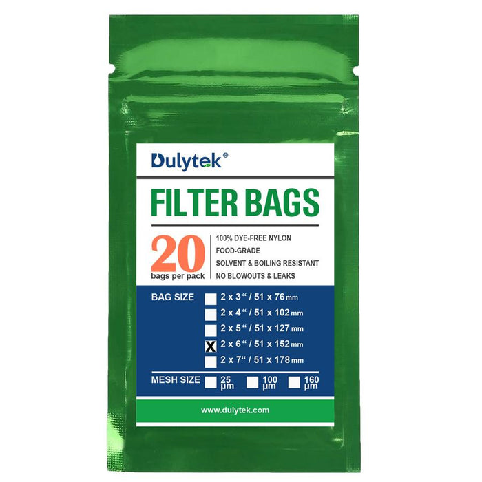 Dulytek 2" x 6" Rosin Filter Bags - Various Micron Sizes Available (20 pack)