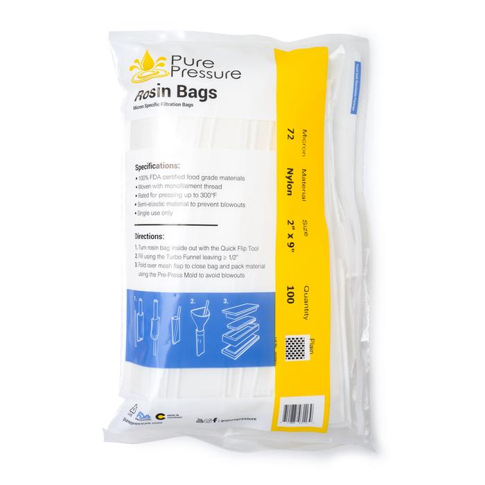 Pure Pressure 2.5" x 9" Food Grade Nylon Mesh Rosin Filter Bags (All Micron Sizes)
