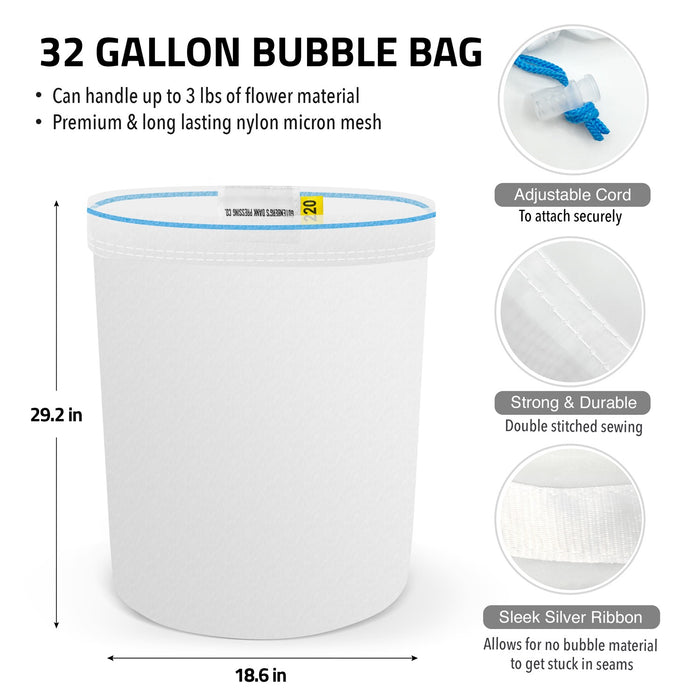 Gutenberg’s Dank Pressing Co. 32 Gallon Bubble Bags - 8 Bag Set